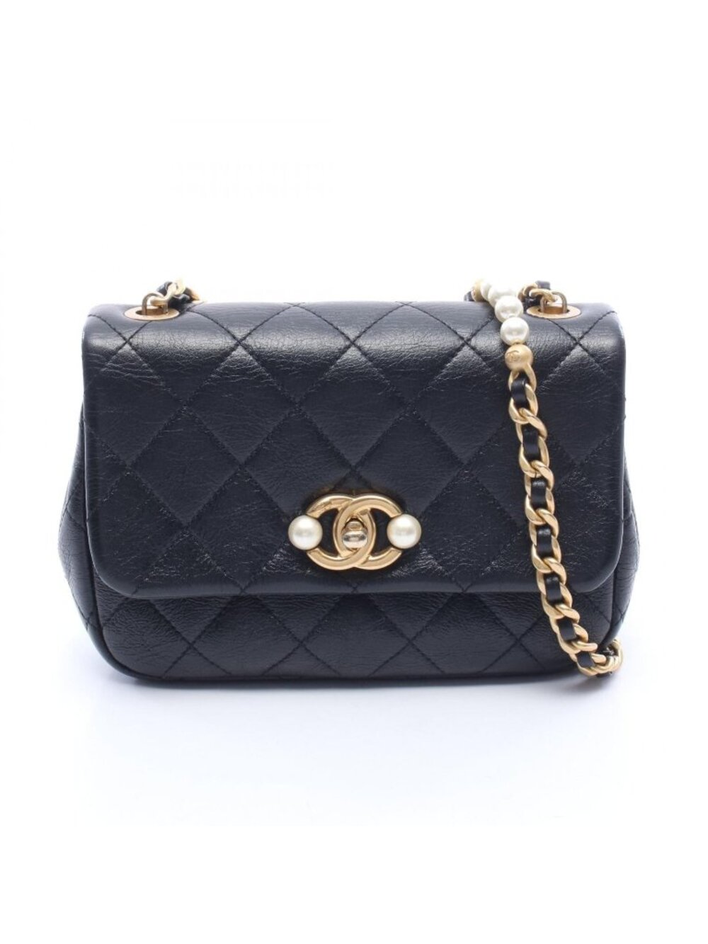Chanel Shoulder Bag Quilted Small Flap Black Leather Chain